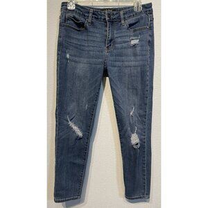 Judy Blue Skinny Fit Jeans Womens 30 Blue Denim Stretch Distressed Dark Wash